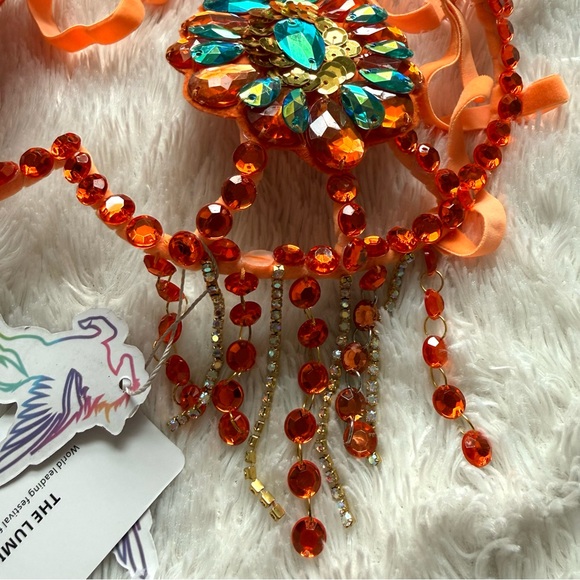 NWOT The Lumi Shop Small Rave Festival Orange Meadow Nymph Outfit - Picture 5 of 14